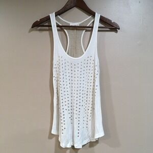 💚 5/$25 Gold Studded Metallic Tank Top Cream Women S The Clas-sic‎ Sequin Party